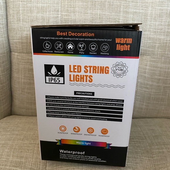 Outdoor String Lights 30ft LED String Lights 2700K Warm Patio Lights, IP… - Picture 9 of 13